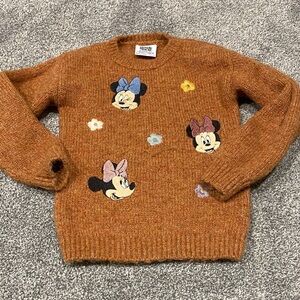 Disney Kids Sweater with Minnie Mouse and Floral Design - Brown